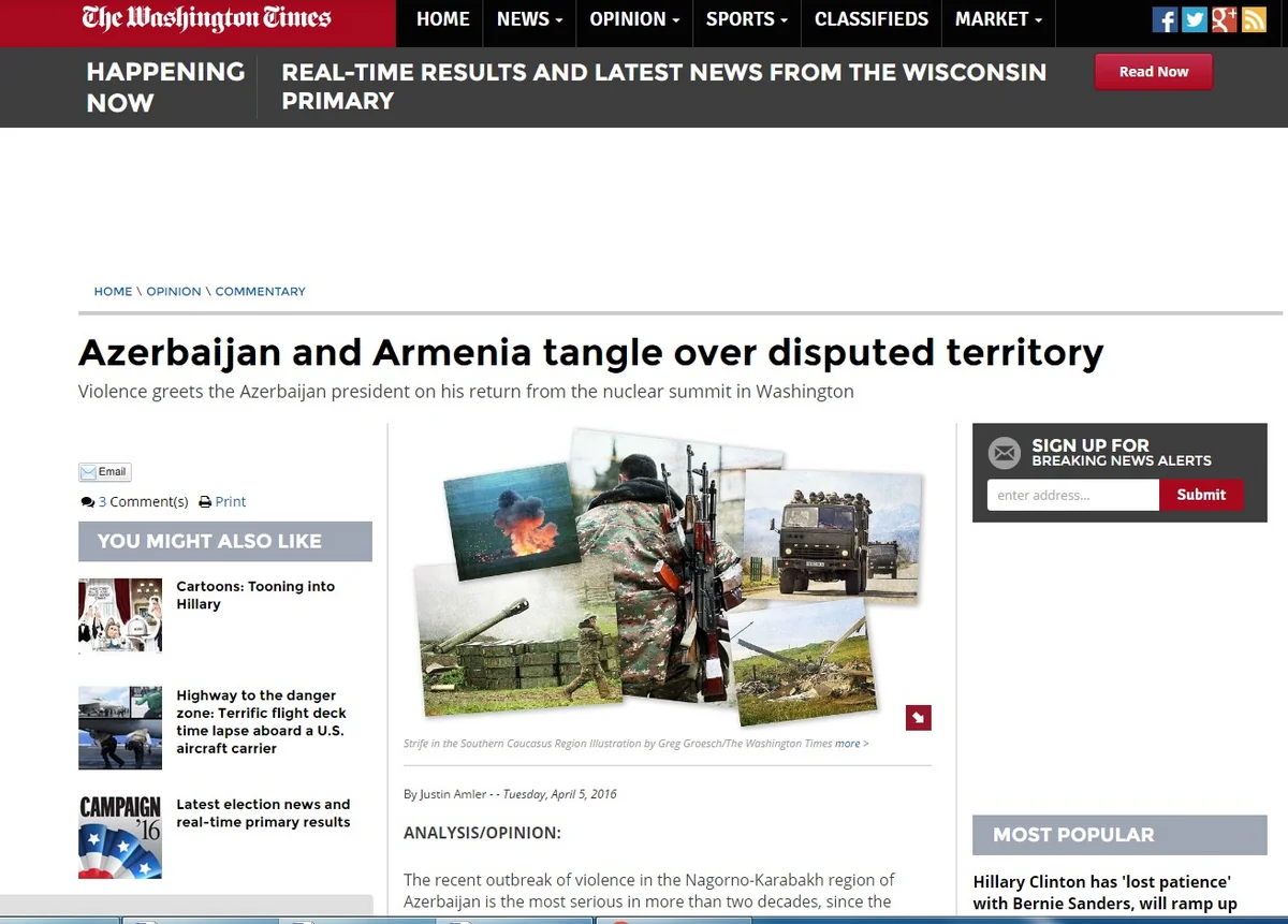 The Washington Times: Armenia aimed to divert positive attention and instead paint Azerbaijanis as aggressors
