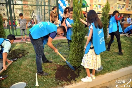 “Bizim həyət” layihəsi çərçivəsində Bakıda daha bir həyət abadlaşdırılıb