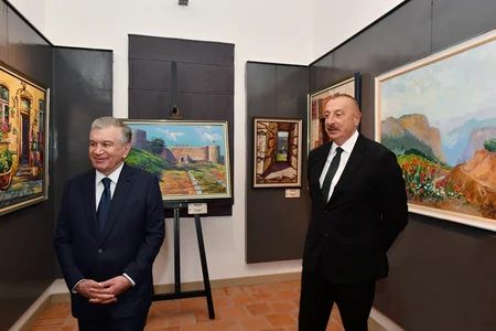 President Ilham Aliyev views Nurullaboy Palace Complex in city Khiva