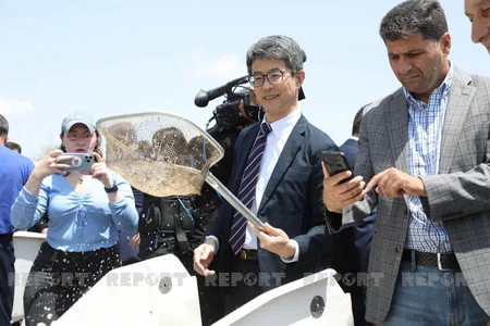 Diplomats, international experts release trouts into Hakari River