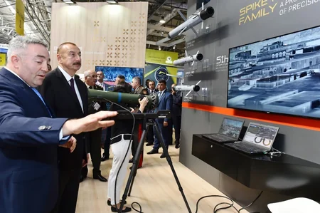President Ilham Aliyev views 3rd Azerbaijan International Defense Exhibition ADEX 2018