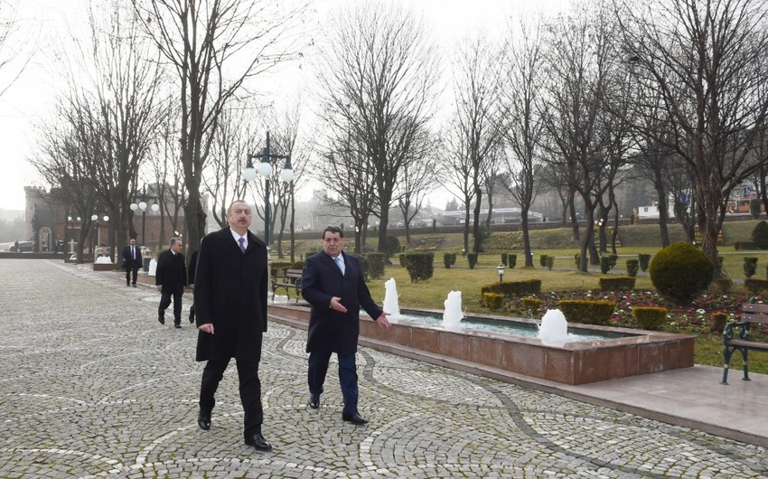 Prezident İlham Əliyev Tovuz rayonunda səfərdədir