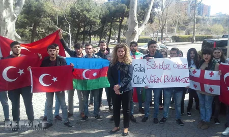 Tbilisidə gənclər Azərbaycana dəstək aksiyası keçiriblər - FOTO