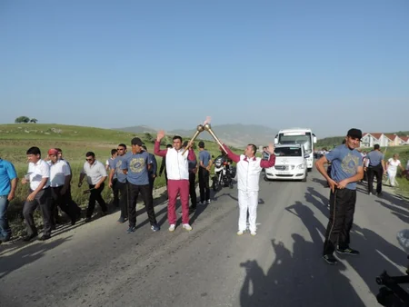 Birinci Avropa Oyunlarının məşəli Azərbaycanın şimal bölgəsinə qədəm basdı - FOTO