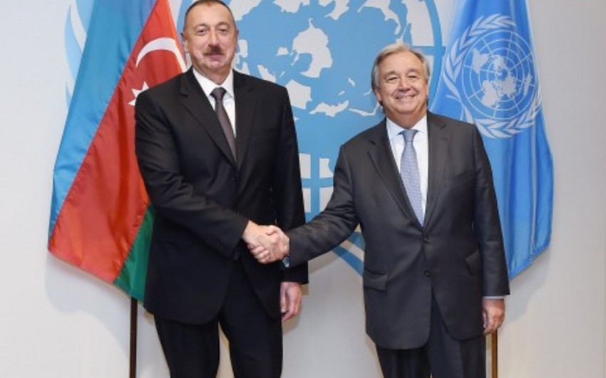 Azərbaycan Prezidenti Nyu-Yokda BMT-nin baş katibi ilə görüşüb