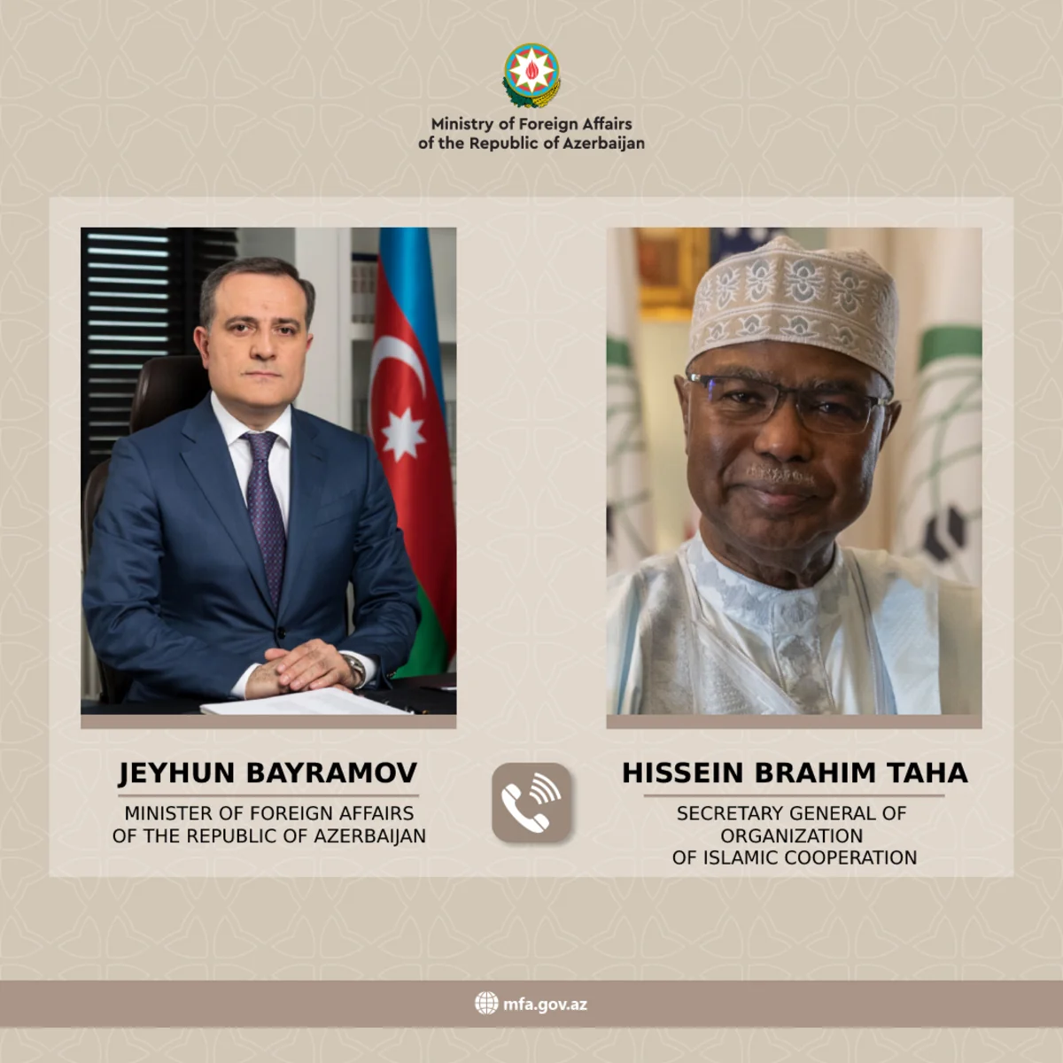 Ceyhun Bayramov sülh üzrə atılan addımlar barədə İƏT-in Baş katibini məlumatlandırıb