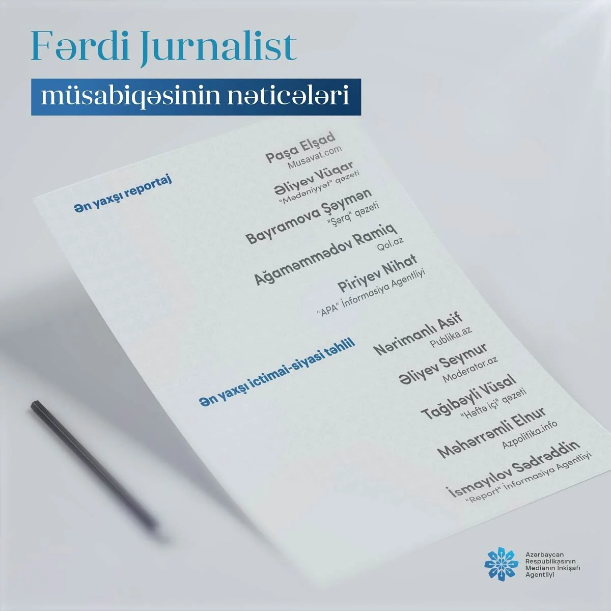 “Global Media Group”un 5 əməkdaşı MEDİA-nın fərdi jurnalist müsabiqəsinin qalibi olub