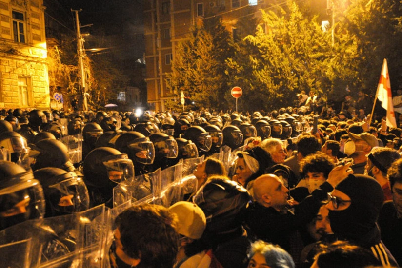 Five policemen injured during protests in Tbilisi