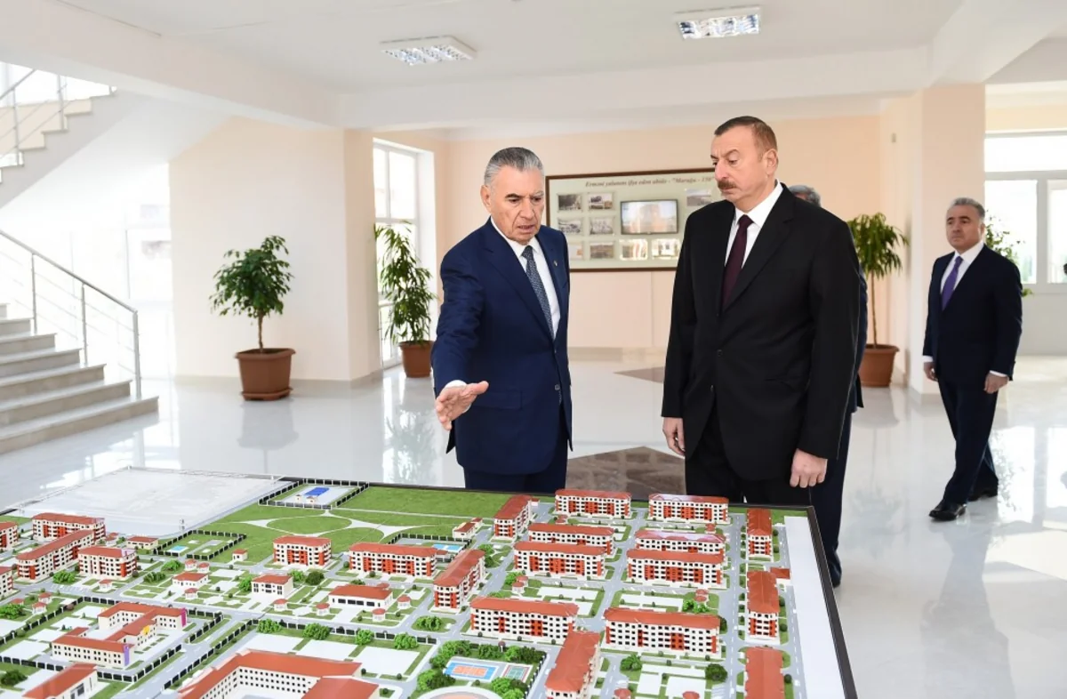 President Ilham Aliyev views new residential complex for IDPs in Tartar district