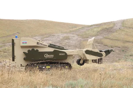 Ten Azerbaijani-made Revival P demining vehicles involved in ANAMA operations