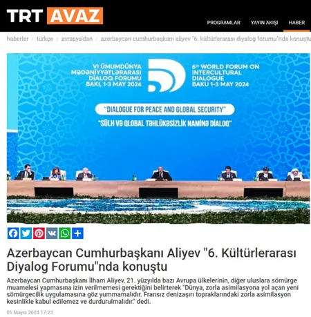 Dünya mətbuatı VI Mədəniyyətlərarası Dialoq Forumunu diqqət mərkəzində saxlamaqda davam edir