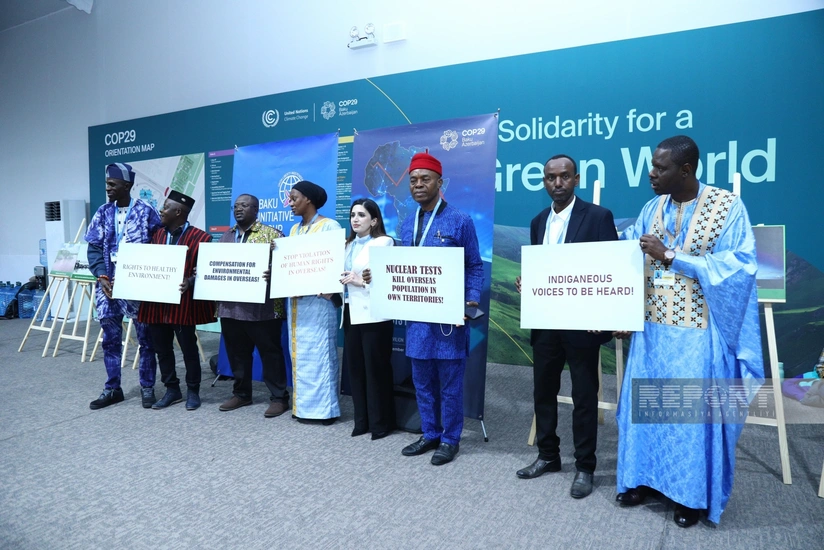 BIG holds protest action at COP29 venue against nuclear tests in colonial territories