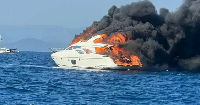 Yacht with 12 people on board catches fire near Istanbul