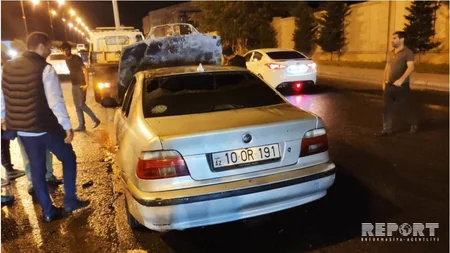 Bakıda minik avtomobili yanıb - FOTO - VİDEO - YENİLƏNİB