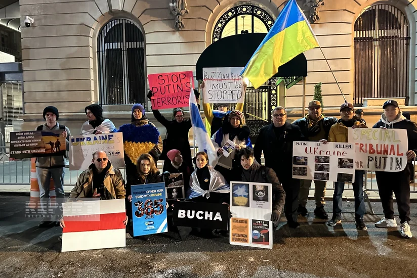 Protest action held in front of Consulate General of Russia in New York