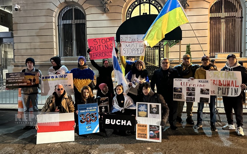 Protest action held in front of Consulate General of Russia in New York