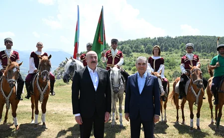 Karabakh horse named “Dostlug” presented to Gurbanguly Berdimuhamedov at Jidir Duzu plain