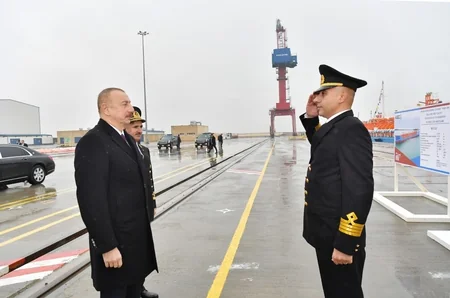 President Ilham Aliyev attended ceremony to launch first tanker built at Baku Shipyard