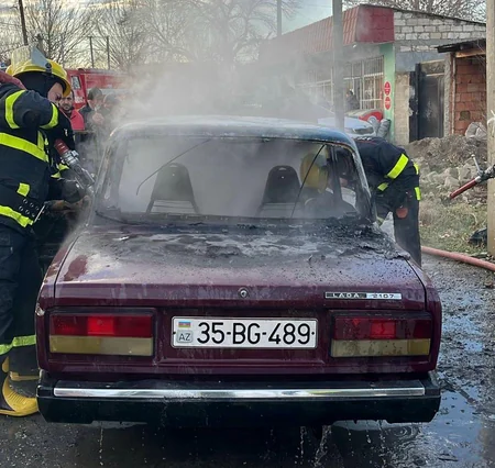 В Газахе сгорел автомобиль