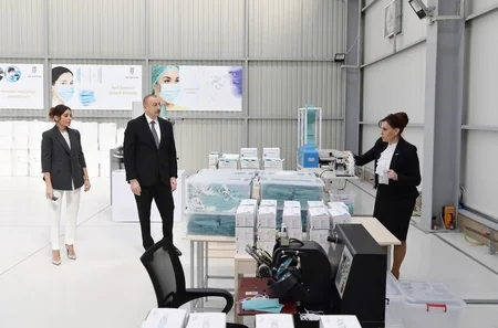President Aliyev inaugurates medical face masks manufacturing enterprise