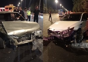 Gəncədə iki avtomobil toqquşub, xəsarət alanlar var