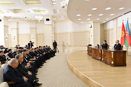 Azerbaijani, Kyrgyz Presidents make statements for press