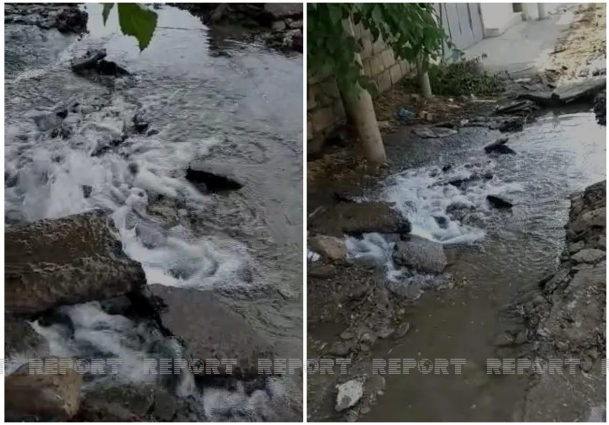 Bakıda asfalt çəkənlər su xəttini qırdı - VİDEO