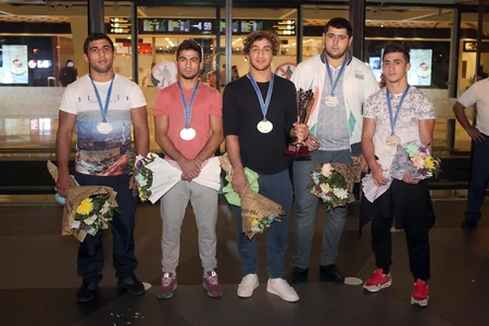Avropa çempionatından qayıdan Azərbaycan cüdoçuları üçün qarşılanma mərasimi keçirilib