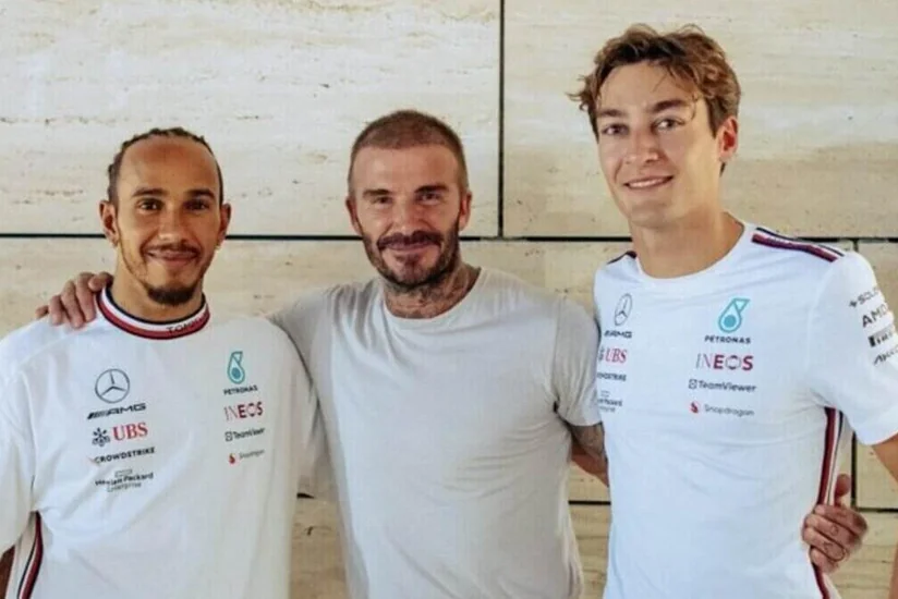 Devid Bekhem “Formula 1” pilotları ilə görüşüb