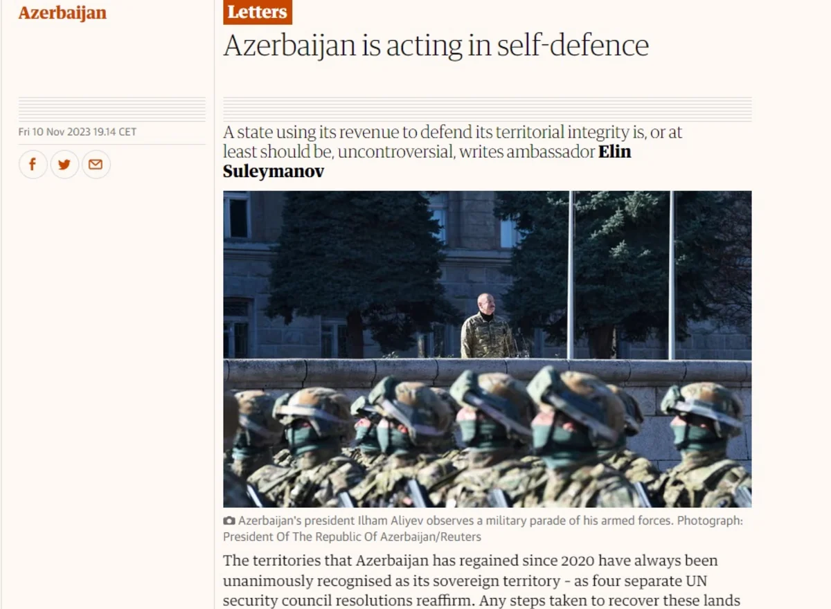 The Guardian publishes response of Azerbaijani ambassador to UK