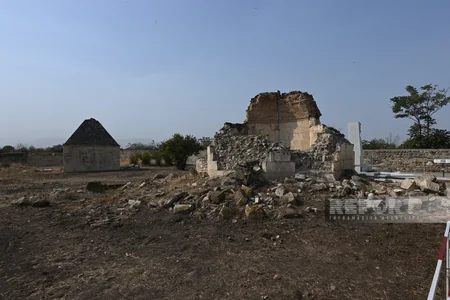 Restored monument of Natavan in Azerbaijan, Khidirli village, new road to Aghdam - REPORT