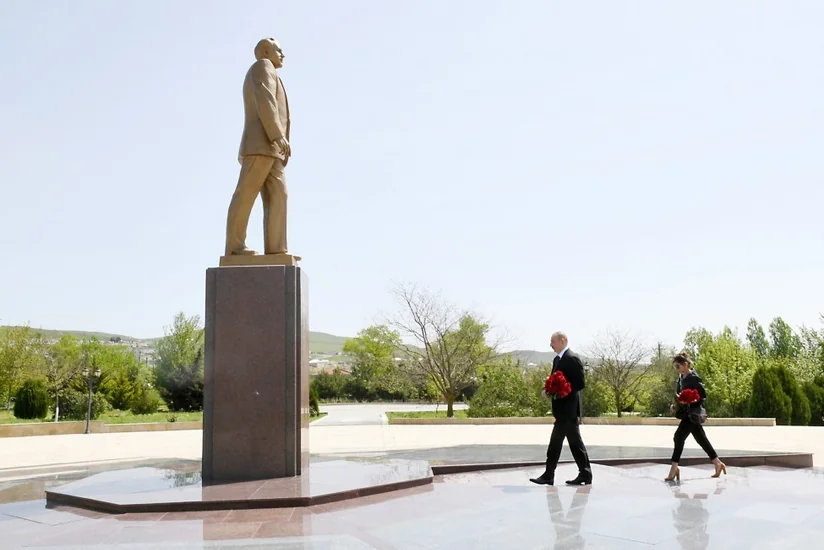 President Ilham Aliyev arrived in Gobustan district for visit