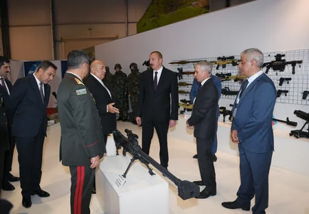 President Ilham Aliyev views 3rd Azerbaijan International Defense Exhibition ADEX 2018