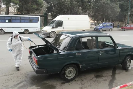 Gəncədə sərnişin avtobusları və taksilər dezinfeksiya edilir