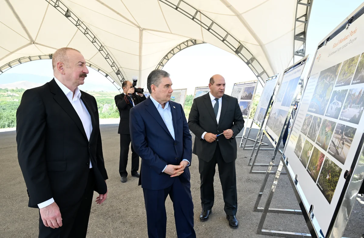 Ilham Aliyev and Gurbanguly Berdimuhamedov visit destroyed sites in Fuzuli