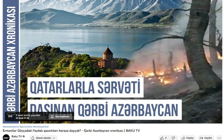 Baku Tv-nin efirində Qərbi Azərbaycan Xronikası layihəsinə start verilir