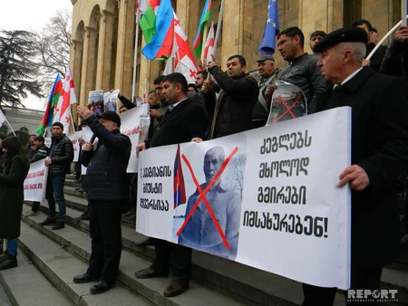 С совместной акции протеста азербайджанцев и грузин против установления бюста армянскому террористу - ФОТОРЕПОРТАЖ