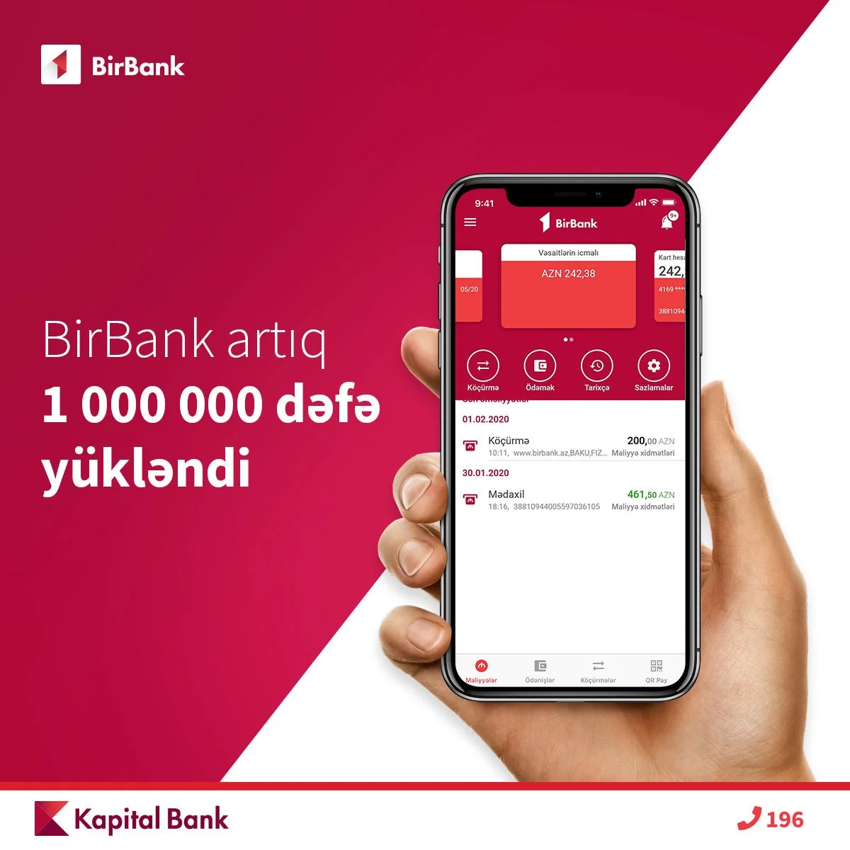 Bir milyondan çox insan “BirBank” istifadəçisidir