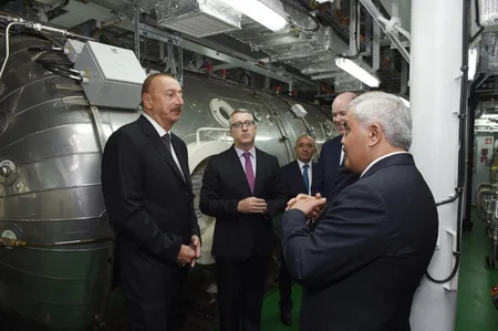 President Ilham Aliyev attends launch of Khankendi’ subsea construction vessel