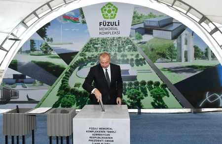 Füzuli Memorial Kompleksinin təməl daşı qoyulub