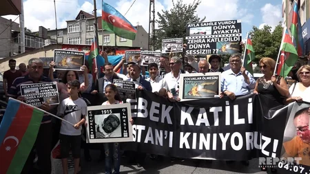 İstanbulda Ermənistanın Alıxanlıda törətdiyi vəhşiliyə qarşı etiraz aksiyası keçirilib - FOTO
