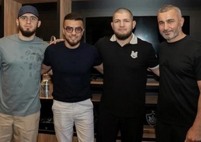 Khabib Nurmagomedov and Islam Makhachev arrive in Baku