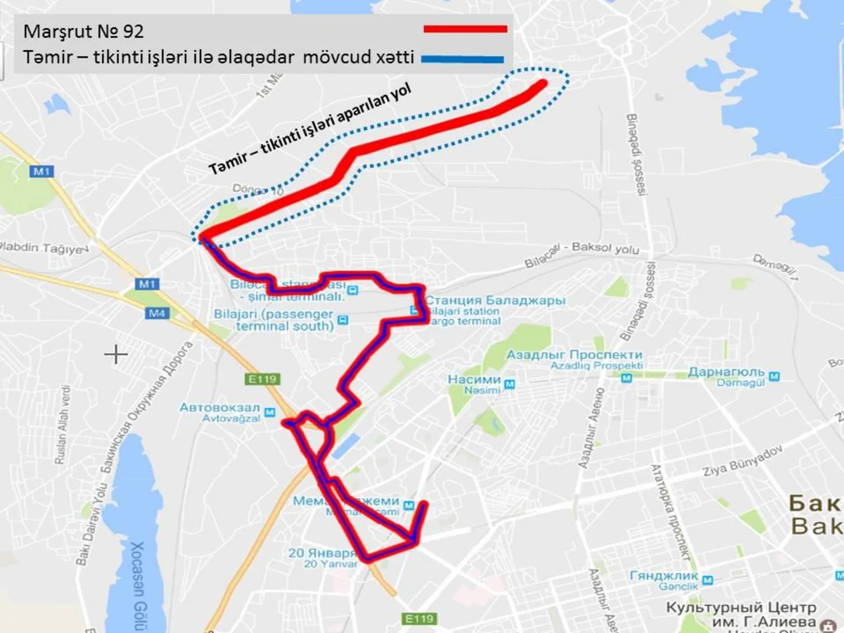Bakıda avtobus marşrut xəttinin hərəkət istiqaməti dəyişdirilib