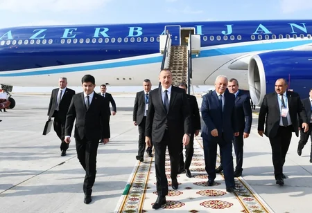 President Ilham Aliyev arrived in Turkmenistan for working visit
