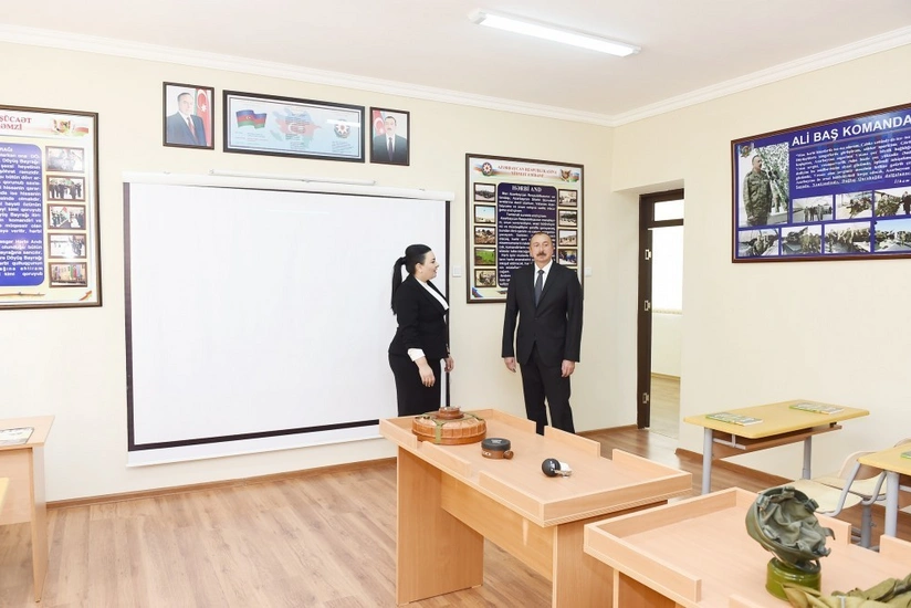 President Ilham Aliyev views conditions created at secondary school No 227