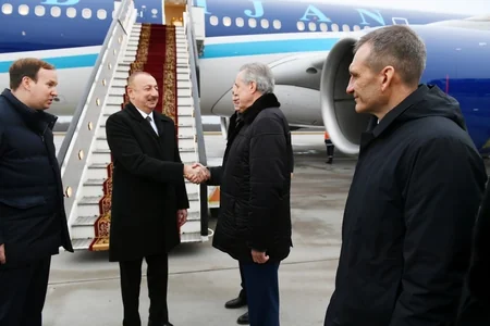 President Ilham Aliyev arrived in Russian Federation for visit