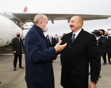 Ərdoğanı Zəngilanda Prezident İlham Əliyev qarşılayıb