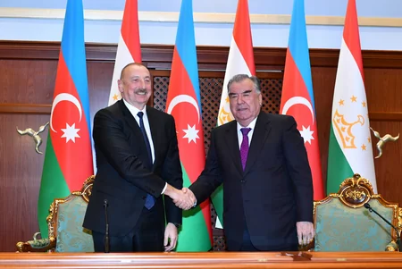 Presidents of Azerbaijan and Tajikistan make press statements