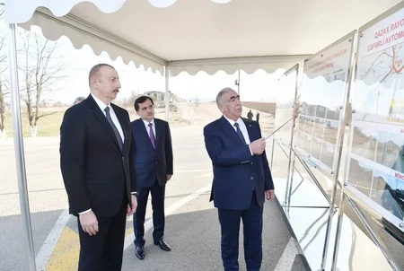 İlham Əliyev Qazaxda avtomobil yolunun açılışında iştirak edib - FOTO