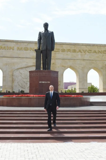 President Ilham Aliyev arrives in Shirvan city